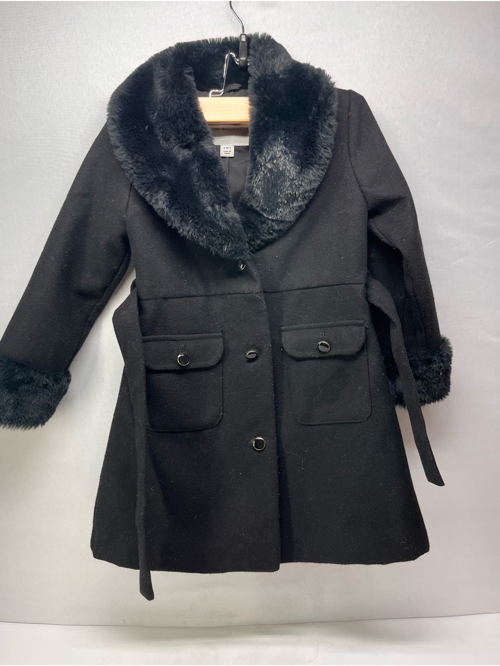 Janie and Jack Black Faux Fur Coat